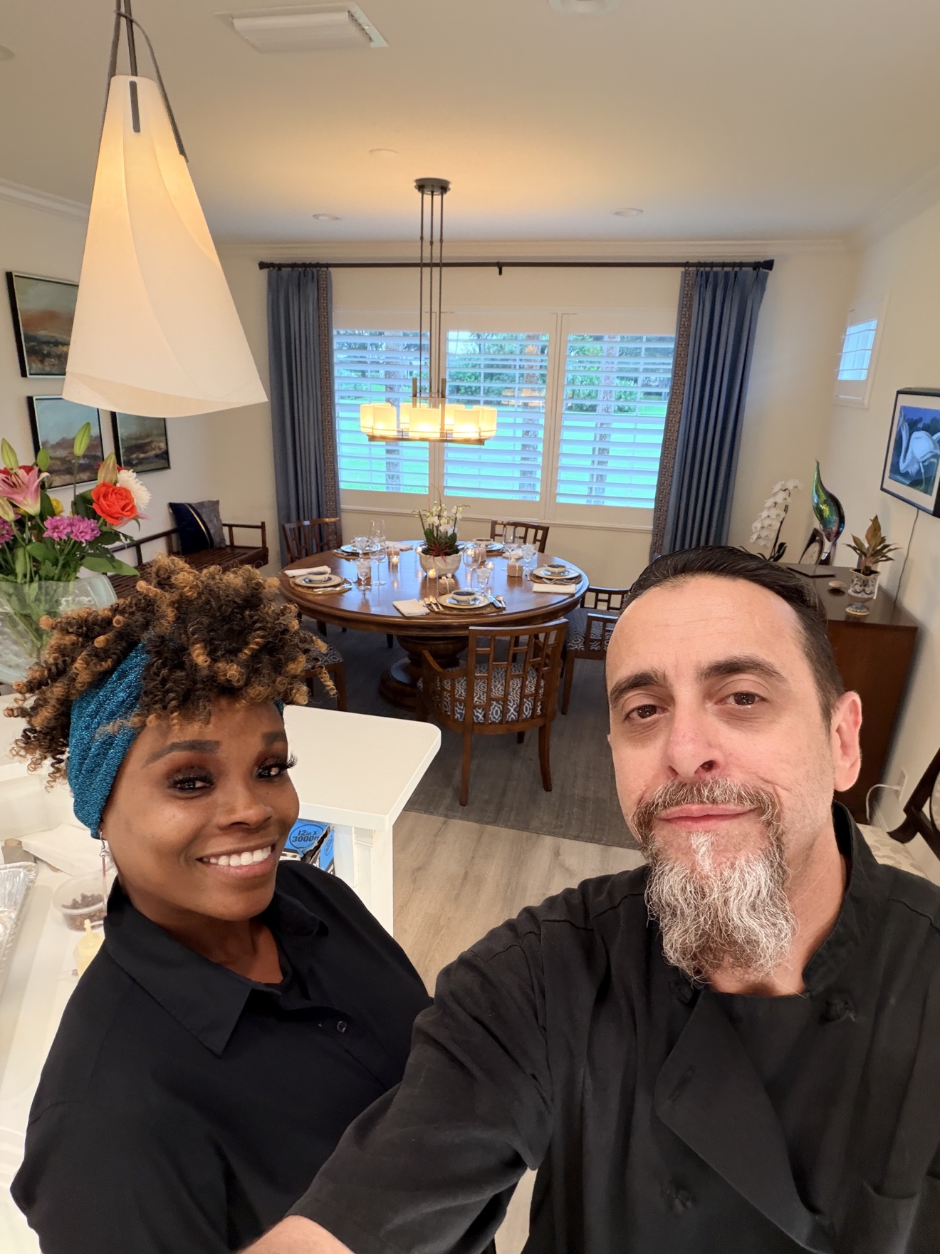 Chef Tony and his wife in a client's dining room